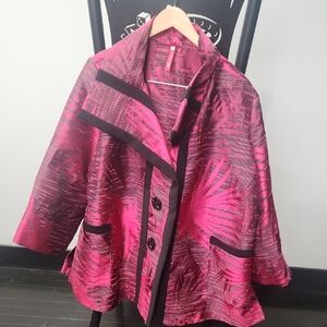 IC COLLECTION Fuchsia and Black Textured Jacket